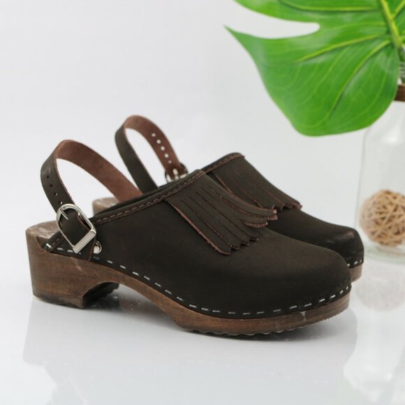 Hanna Andreson Womens Swedish Clog Size 35 5 Brown Wooden Platform Slingback - Picture 1 of 12